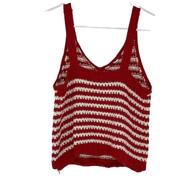 Freshman crochet red & white striped tank top, M - Picture 2 of 9
